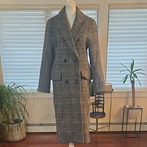 Marron Edition Wool Plaid Double Breasted  Preppy Maxi Womens Coat Size 4